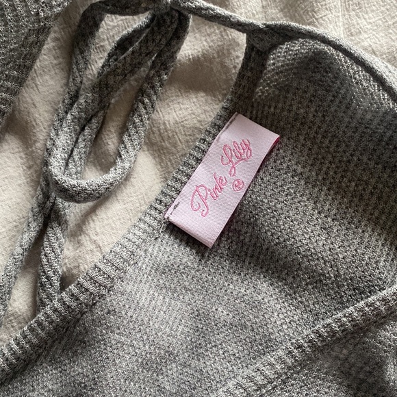 Pink Lily Grey Peplum Top - Picture 3 of 5